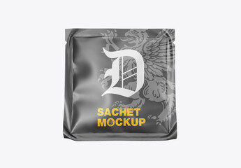 Square Metallic Liquid Sachet Mockup