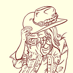 Naklejka premium girl with a hat vector for card decoration background