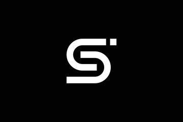 Creative and minimalist initial letter S i logo design template on black background