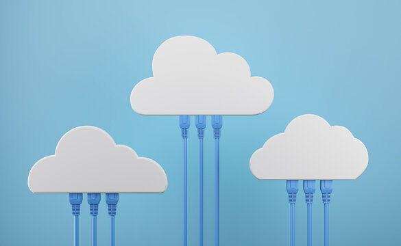 minimal pastel color Cloud Computing Concept background with copy space, 3d rendering.