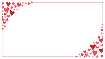 red frame with hearts in horizontal web format to celebrate Valentine's Day