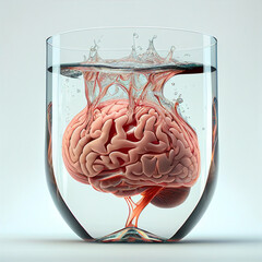 Human Brain in Glass Jar, Nervous System, Brain in Jar, Generative AI Illustration
