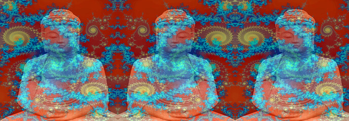 Abstract illustration of the Buddha and the cosmos 