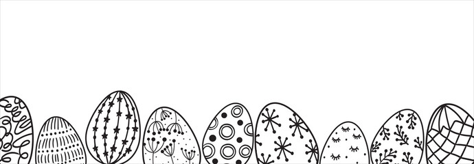 Easter holiday banner simple design. Black and gold colors. Spring sale announcement and flyer. Shopping.