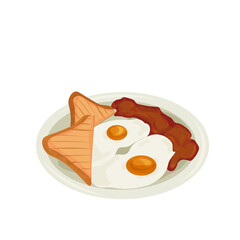 vector illustration of breakfast. english breakfast breakfast, bacon, scrambled eggs, toast, delicious breakfast, breakfast illustration. illustration of English breakfast on a white background