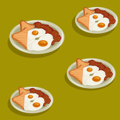 vector illustration of breakfast. english breakfast breakfast, bacon, scrambled eggs, toast, delicious breakfast, breakfast illustration. an interesting illustration of an English breakfast. banner wi