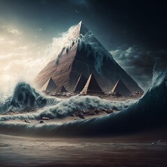 The great pyramid of giza in the time of the great flood - obrazy, fototapety, plakaty