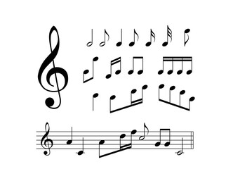 Music notes, sheet vector illustration. Stave key element isolated on