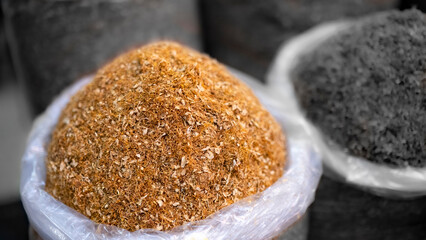 A sack of tobacco prepared to be a cigarette