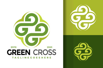 Letter G Green Cross Medical Logo Logos Design Element Stock Vector Illustration Template