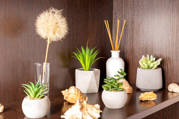 Aromatic reed diffuser and flowers