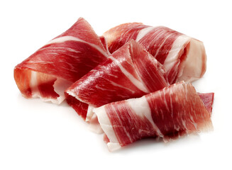 iberico ham cut isolated - obrazy, fototapety, plakaty