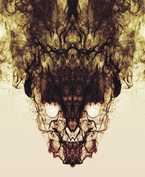 Creepy symmetrical skull made of smoke