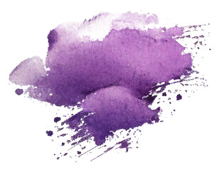 Purple watercolor stain isolated element. Generative AI.