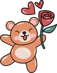 Valentine Day Bear with Rose