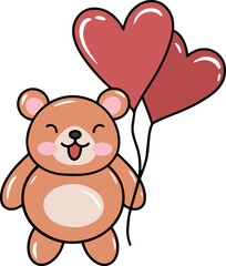 Obraz na płótnie Canvas Valentines Day Bear with Balloon