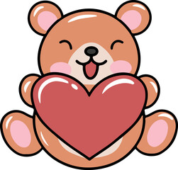 Fototapeta na wymiar Valentine Day Bear with Hearts