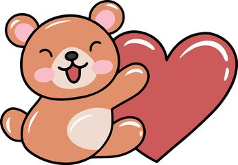 Valentine Day Bear with Hearts