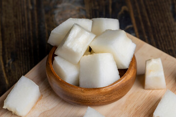 Sliced ripe melon , close up