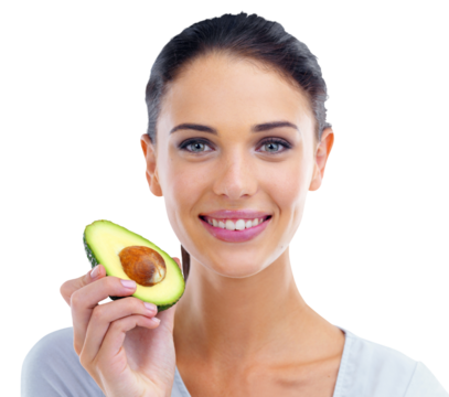 PNG Studio portrait of a beautiful woman holding an avocado