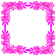 Pink floral frame illustration on a white background. Love heart for valentines day background. Design clip art.