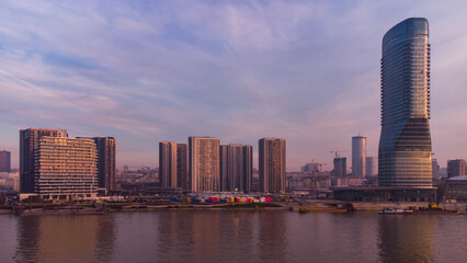 View at Belgrade Waterfront buildings and Sava river.