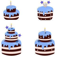 Birthday blueberry cake set