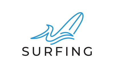 surf logo .simple creative linear style symbol vector design