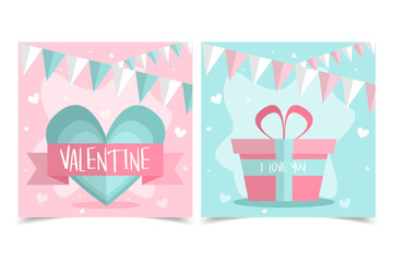 Set of Valentine's day greeting cards with hand written valentine on background. Happy Valentine's day, Love you word concept.