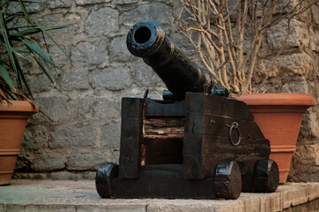 Old Turkish cannon on a wooden carriage