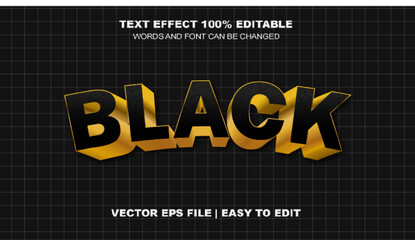 Black gold 3D text effect with modern style editable vector template