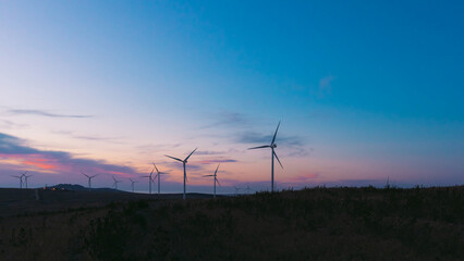 Fototapeta na wymiar Sunset over West Coast One Wind Farm, South Africa