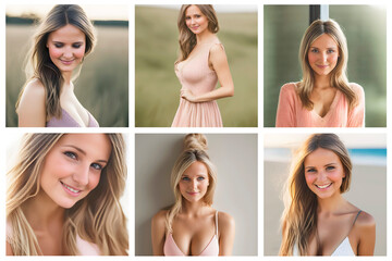Collage of portraits of a young girl in her 20s