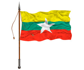 National flag of Myanmar. Background    with flag o Myanmar.
