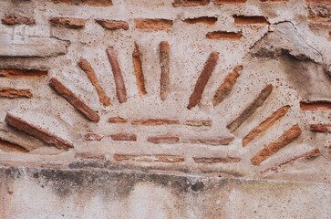 Waterway motif in Turkish and Islamic art on the wall of an old Ottoman madrasa. Ottoman period classical motif art with effect of byzantine architecture