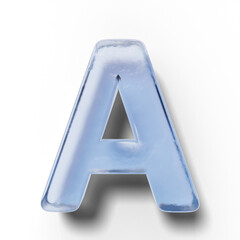 3D uppercase alphabet letter made of ice isolated on transparent background