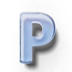 3D uppercase alphabet letter made of ice isolated on transparent background
