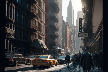 Obraz premium City street in the Morning. Genrative AI