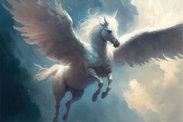 4K resolution or higher, angelarium pegasus flying in the sky. Generative AI Technology