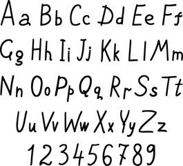 Vector Acrylic Brush Style Hand Drawn Alphabet Font. Calligraphy alphabet on a white background. Ink hand lettering.
