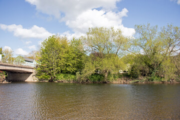 Wye valley and the River Wye at Glasbury on Wye, UK.