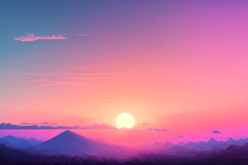 Fototapeta premium Pastel sunset sky and clouds drawing backgroud. Generative AI