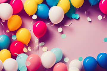 A render of a scene with a lot of balloons hanging from the ceiling