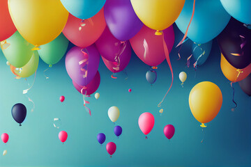 A computer-generated render of a cluster of colorful balloons