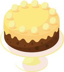 Traditional simnel easter fruit cake with marzipan topping dessert sweet isometric vector icon illustration with colors.