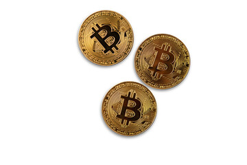 Bitcoin, internet currency coin isolated on white background. Electronic crypto currency