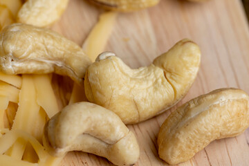 fresh cashew nuts on the table