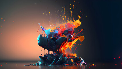Abstract color splashes background generated using AI technology