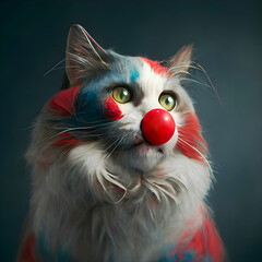 Cute cat clown generated using AI technology