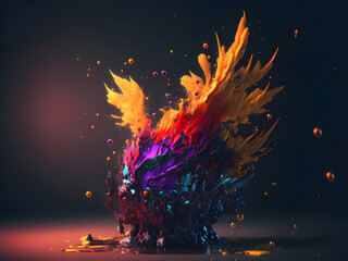 Abstract color splashes background generated using AI technology